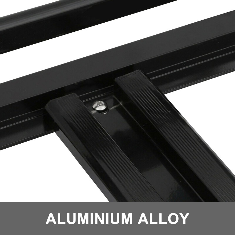 Kattokori alumiiniseoksinen 127 x 90 x 14 cm 220 paunaa musta kattokaiteisiin