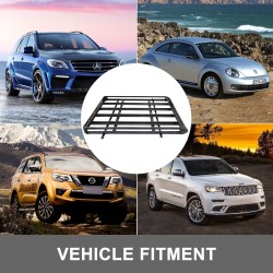 Kattokori alumiiniseoksinen 127 x 90 x 14 cm 220 paunaa musta kattokaiteisiin