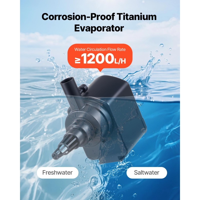 Akvaariojäähdytin 200L, titaanijäähdytin, hiljainen kompressori, 0.1 HP