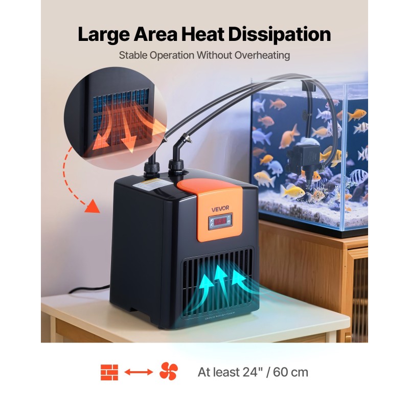 Akvaariojäähdytin 200L, titaanijäähdytin, hiljainen kompressori, 0.1 HP