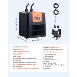 Akvaariojäähdytin 200L, titaanijäähdytin, hiljainen kompressori, 0.1 HP