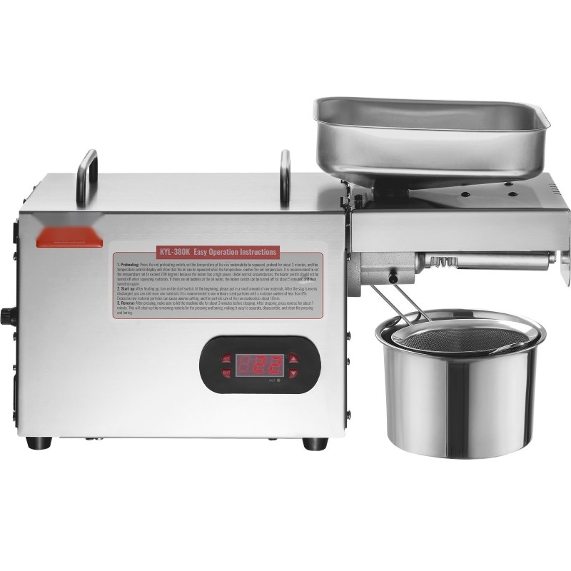 Öljynpuristuskone ruostumaton teräs 850 wattia säädettävä lämpötila 0–300 asteeseen maapähkinöille ja seesamille