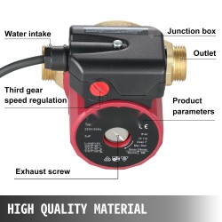 Vesikiertopumppu valurunkoinen messinkipää 1 tuuman liitäntä 90 W 50 l/min 6 m