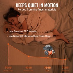 Lämminvesikiertopumppu DN20 sisääntulo ja ulostulo DN15-sovittimella 100 wattia 304 ruostumatonta terästä