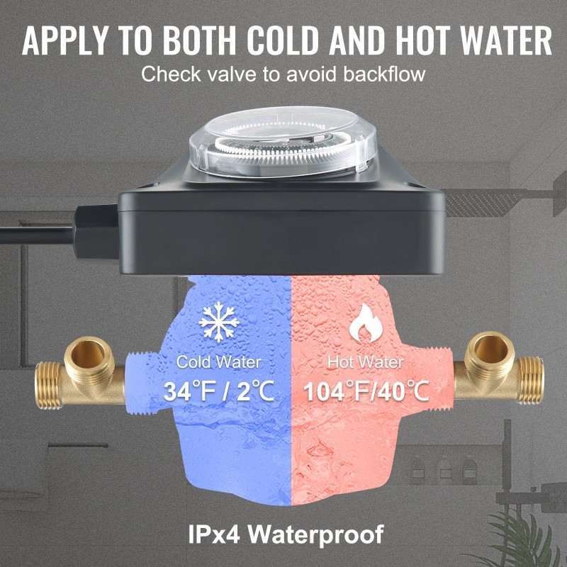 Lämminvesikiertopumppu DN20 sisääntulo ja ulostulo DN15-sovittimella 100 wattia 304 ruostumatonta terästä