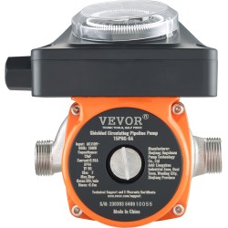 Lämminvesikiertopumppu DN20 sisääntulo ja ulostulo DN15-sovittimella 100 wattia 304 ruostumatonta terästä