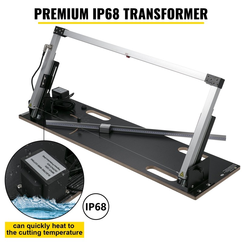 Pöytämallinen styroksileikkuri alumiinirungolla 42 cm leikkuupaksuus 140 cm leikkuupituus 6 lämpölankaa