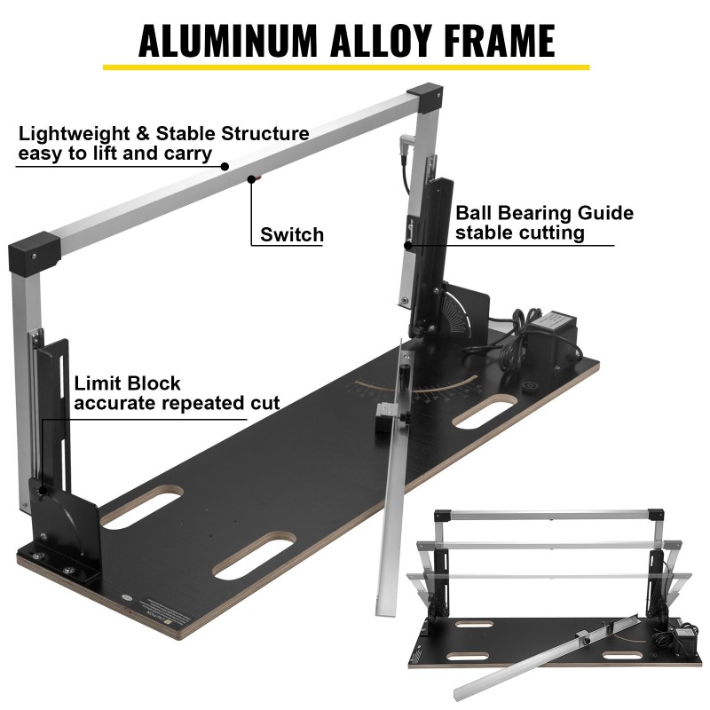 Työpöytämallinen styrofoami-leikkuri alumiiniseosrunko 100 cm leikkuupituus 42 cm leikkuupaksuus 6 lämmityslankaa
