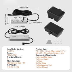 Ultraäänisumutin 6 sumupäätä 4500 ml tunnissa 165 W IP67 virtalähteellä puutarhaan