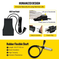 Joustava akselihiomakone 380W 500–23000 kierrosta minuutissa jalkapolkimella kolmileukainen 0,3–6,5 mm istukka