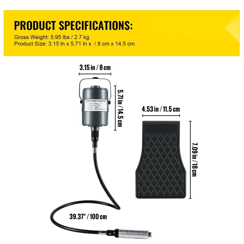Joustava akselihiomakone 380W 500–23000 kierrosta minuutissa jalkapolkimella kolmileukainen 0,3–6,5 mm istukka