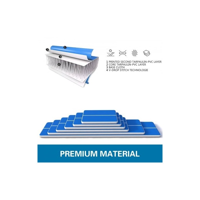 Ilmatäytteinen voimistelumatto PVC-muovia 400 cm pitkä 100 cm leveä 10 cm paksu