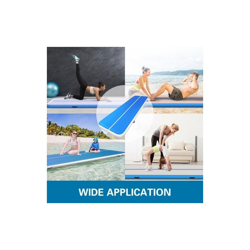 Ilmatäytteinen voimistelumatto PVC-muovia 400 cm pitkä 100 cm leveä 10 cm paksu