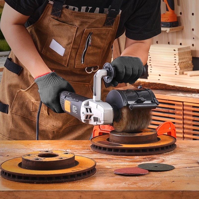 Käsikäyttöinen metallin karhennus ja kiillotuskone 1300W 6-portainen nopeudensäätö alumiinirunko teräslankapyörä