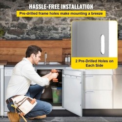 Kaksinkertainen huolto-ovi harjattua ruostumatonta terästä 87,6 cm leveä 48,2 cm korkea ulkokeittiöön