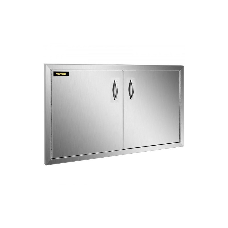 Kaksinkertainen huolto-ovi harjattua ruostumatonta terästä 87,6 cm leveä 48,2 cm korkea ulkokeittiöön