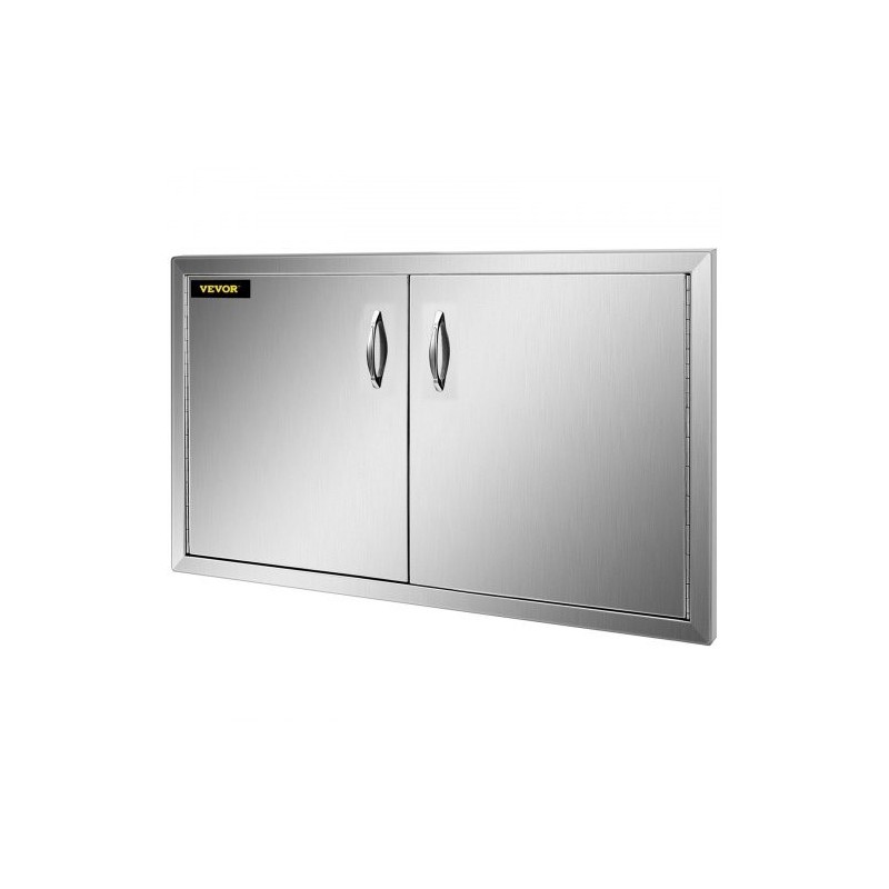 Kaksinkertainen huolto-ovi harjattua ruostumatonta terästä 87,6 cm leveä 48,2 cm korkea ulkokeittiöön