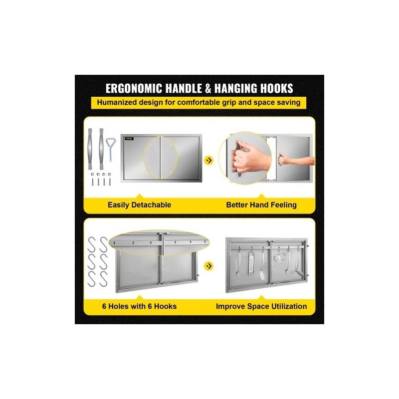 Ulkokeittiön ruostumatonta terästä 99 x 66 cm kaksiosaiset ovet