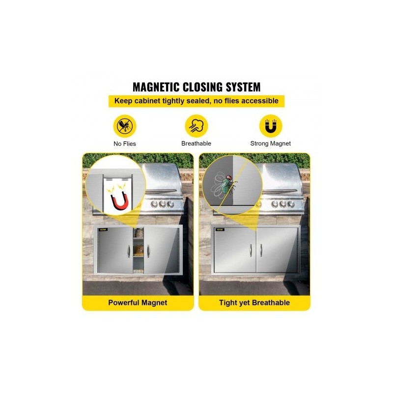 Ulkokeittiön ruostumatonta terästä 99 x 66 cm kaksiosaiset ovet