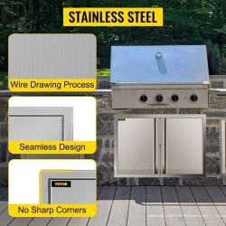 Ulkokeittiön kaksiosaiset ovet ruostumatonta terästä 75,5 x 53 cm