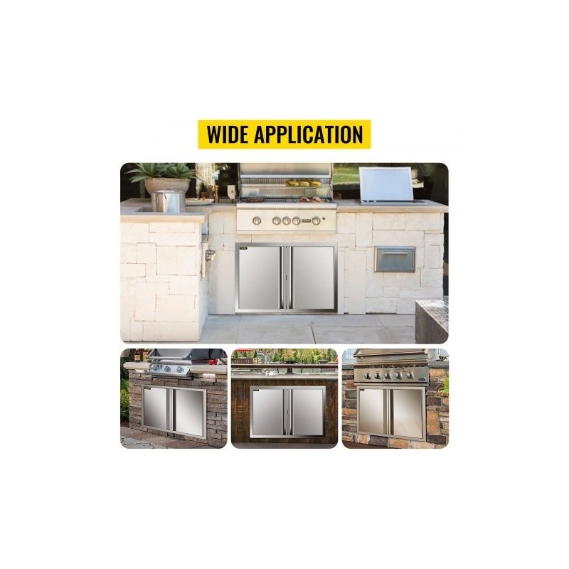 Ulkokeittiön kaksiosaiset ovet ruostumatonta terästä 75,5 x 53 cm