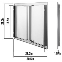 Ulkokeittiön kaksiosaiset ovet ruostumatonta terästä 75,5 x 53 cm