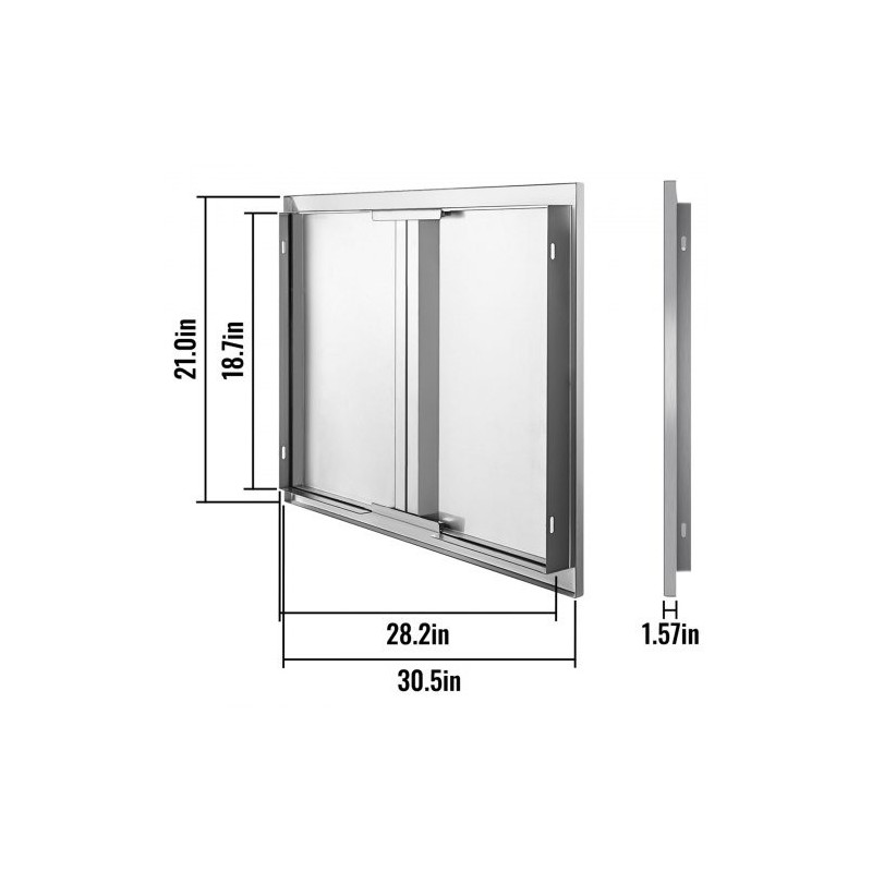 Ulkokeittiön kaksiosaiset ovet ruostumatonta terästä 75,5 x 53 cm