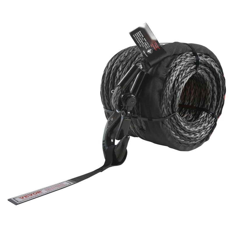 Synteettinen vinssiköysi polyeteenikuitu 9,5 mm 30,5 m mukana taottu koukku ja vetohihna