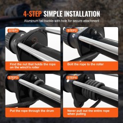 Synteettinen vinssiköysi korkeamolekyylisestä polyeteenistä 6,35 mm 15,24 m maastoajoneuvoille suojahihna koukku