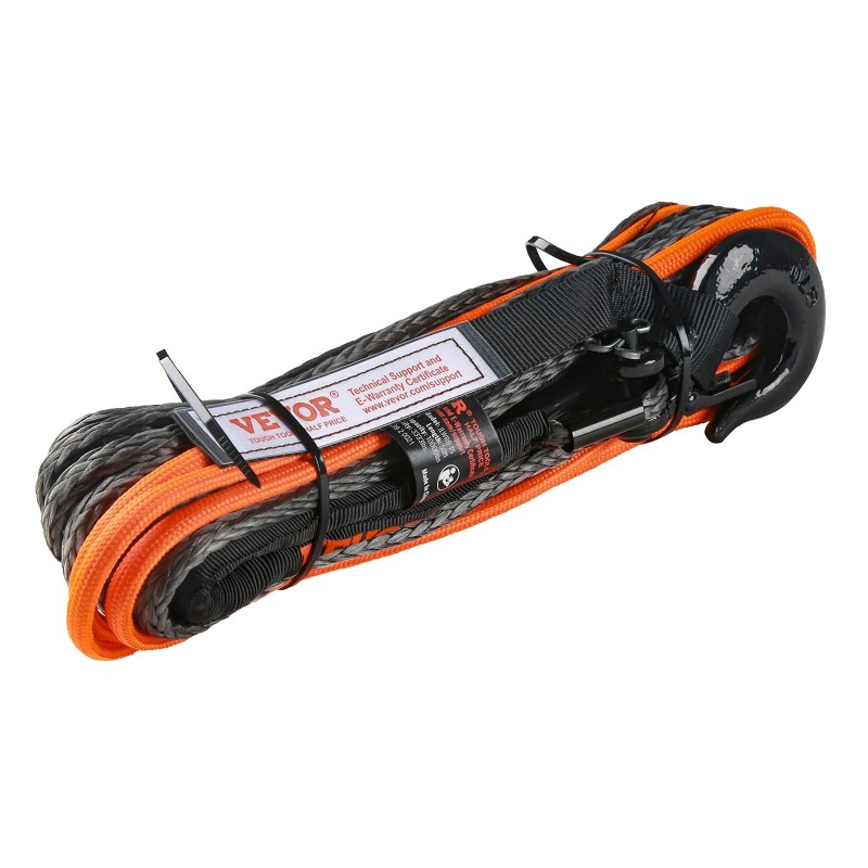 Synteettinen vinssiköysi korkeamolekyylisestä polyeteenistä 6,35 mm 15,24 m maastoajoneuvoille suojahihna koukku