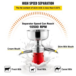 Kermaseparaattori ruostumatonta terästä valurautarunko 100 litraa tunnissa 5 litran maitokulho
