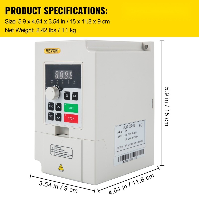 Taajuusmuuttaja 3 kW 220 V 1- tai 3-vaiheinen tulojännite 3-vaiheinen lähtö