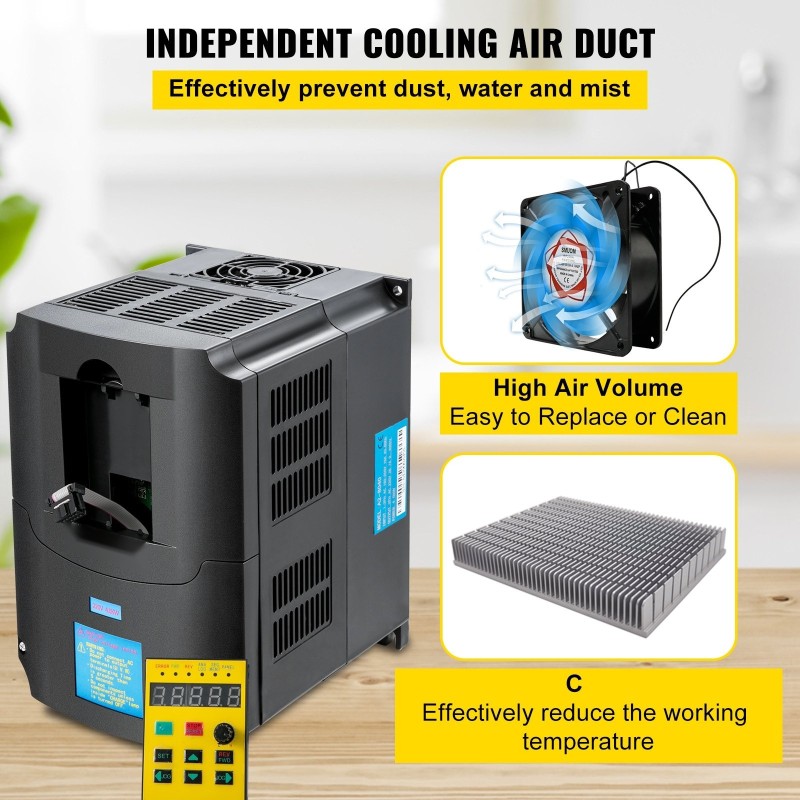 Taajuusmuuttaja 4 kW 220V 1 tai 3-vaiheinen syöttö 3-vaiheinen lähtö moottorin nopeudenohjaukseen