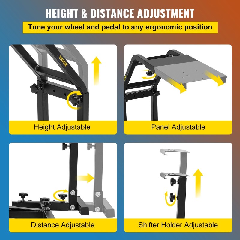 Simulaattorirattiteline hiiliteräs säädettävä 52–68 cm yhteensopiva G29 G27 G25