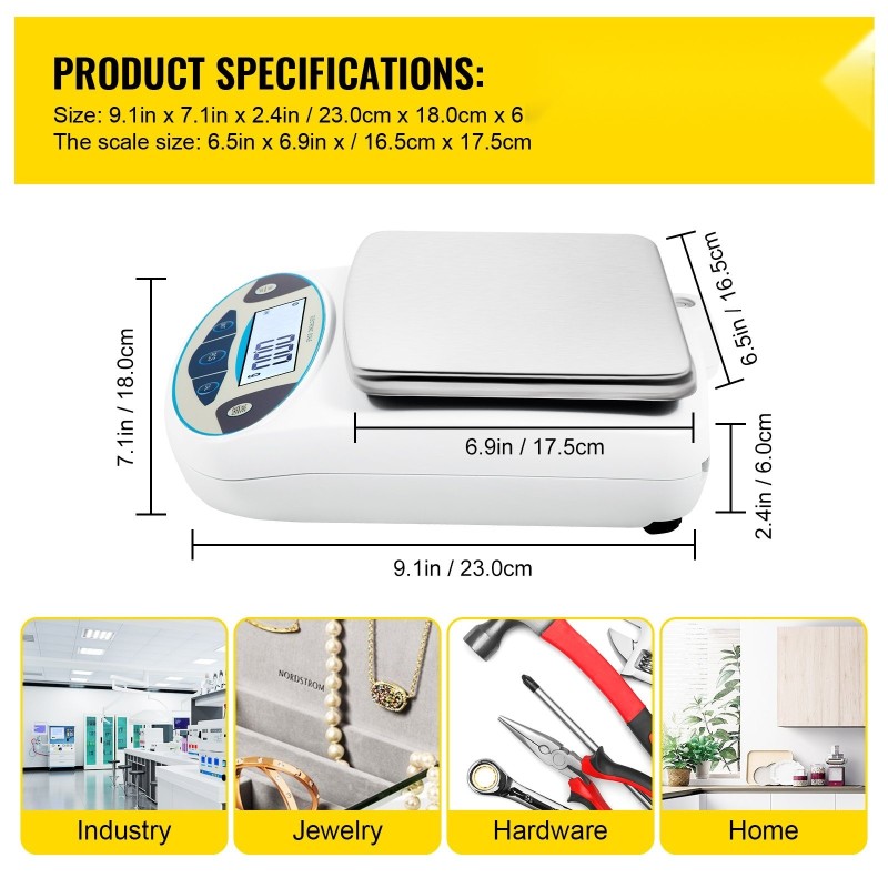 Analyyttinen laboratoriovaaka 5000 g 0,01 g luettavuus ruostumattomasta teräksestä valmistettu punnitusalusta