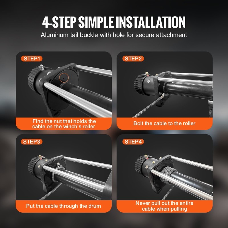 Vinssivaijeri galvanoitu hiiliteräs 9,5 mm x 15,2 m itselukittuva koukku raskaan käytön