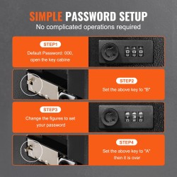 Avainkaappi 48-paikkainen kylmävalssattu teräs säädettävällä ripustustelineellä 3-numeroisella yhdistelmälukolla ja avainlukolla