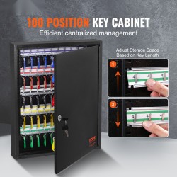 Avainkaappi 100 avaimelle kylmävalssattu teräs säädettävät ripustuskiskot värilliset avainlaput