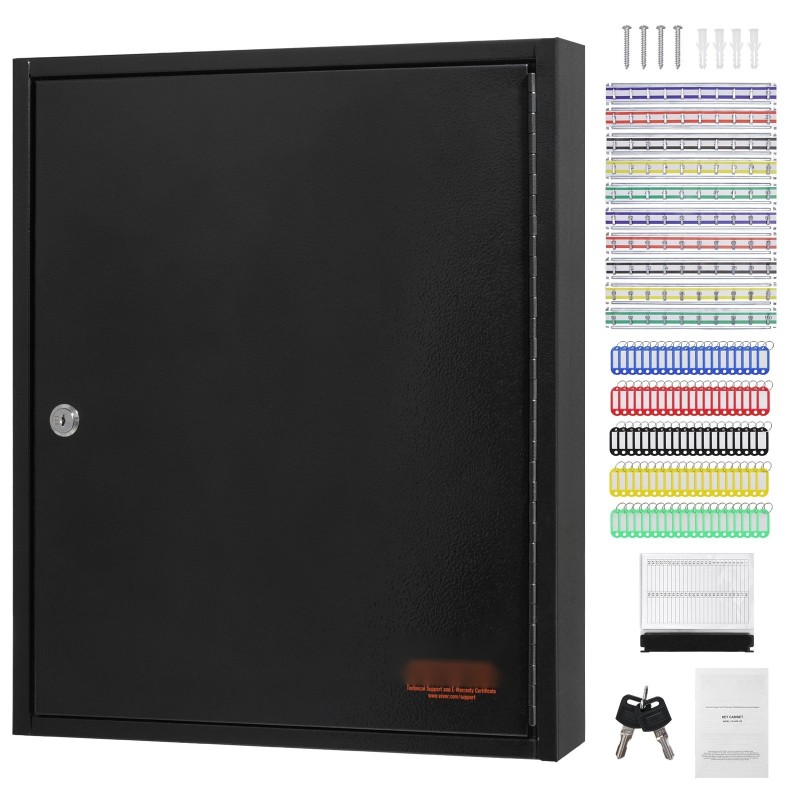 Avainkaappi 100 avaimelle kylmävalssattu teräs säädettävät ripustuskiskot värilliset avainlaput