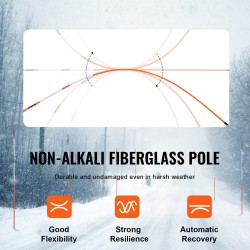 Lasikuituiset oranssit merkintätikut 121,5 cm 100 kpl heijastinnauhalla