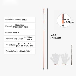 Lasikuituiset merkkitikut 30 kpl 121,5 cm oranssi ajoteille ja pihoille