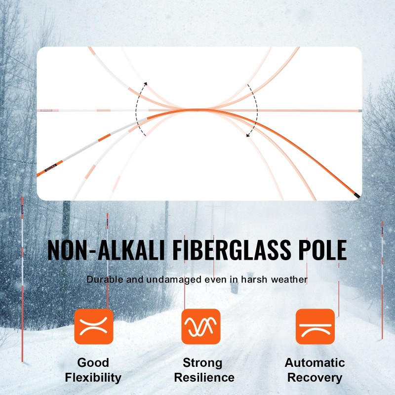 Ajotien merkkikepit 50 kpl lasikuitu 121,5 cm oranssi heijastinnauhalla