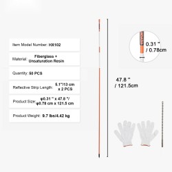 Ajotien merkkikepit 50 kpl lasikuitu 121,5 cm oranssi heijastinnauhalla
