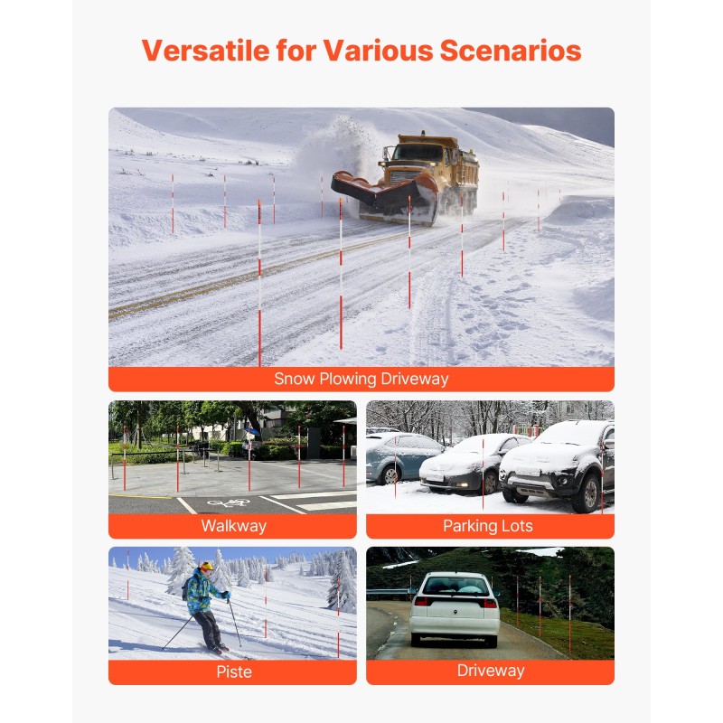 Ajotien lasikuituiset merkkitangot 122 cm 6,35 mm 500 kappaletta oranssit heijastinnauhat