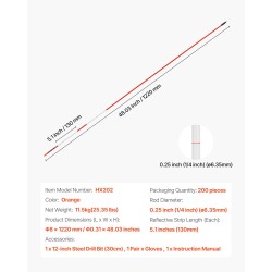 Heijastavat lasikuitutikut 122 cm 6,35 mm 200 kpl oranssi ajoteille