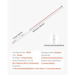 Lasikuituiset merkkitangot 122 cm halkaisija 6,35 mm 20 kpl oranssi heijastinnauhat