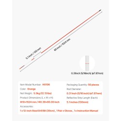 Ajotien merkkitikut 50 kpl 152 cm lasikuitu oranssi heijastinnauhoilla