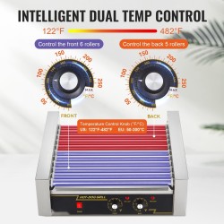 Sähköinen nakkirullagrilli 11 rullaa 30 nakkia ruostumaton teräs 2,2 kilowattia