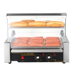 Sähköinen nakkirullagrilli 11 rullaa 30 nakkia ruostumaton teräs 2,2 kilowattia