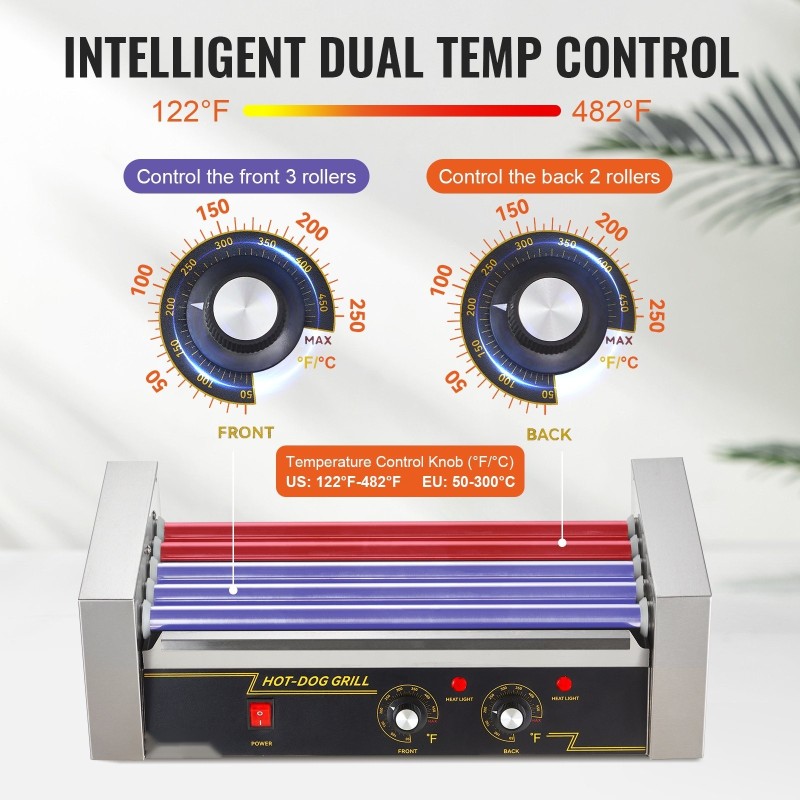 Sähköinen nakkirullagrilli kaksitoista nakkia viisi rullaa karkaistu lasikansi